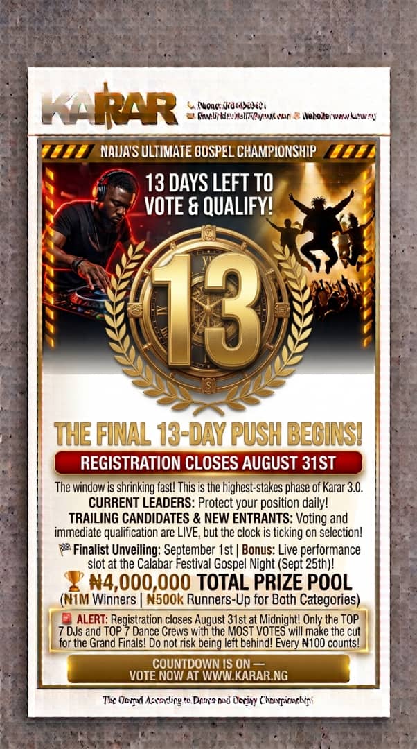 13 DAYS LEFT TO VOTE & QUALIFY!